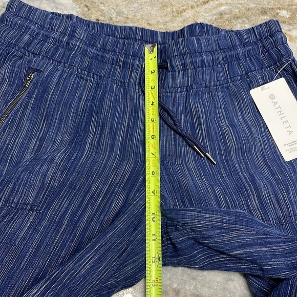 NEW ATHLETA Cabo Linen Wide Leg Pant Blue Textured #657680 Size 14P - Picture 5 of 11